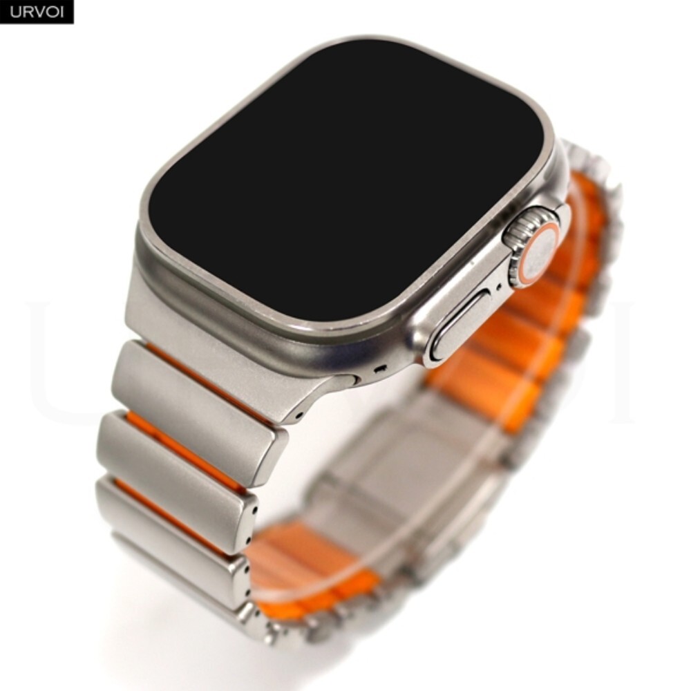 [오늘출발] 애플워치 울트라 3 2 시리즈 11 10 9 8 SE3용 URVOI 스트라토스 밴드 티타늄 실리콘 스트랩 마그넷 클라스