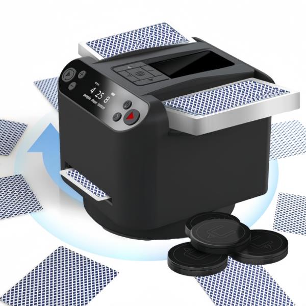 [오늘출발] 360 ° 자동 카드 딜러 기계 2 in 1 포커 디펜서 충전식 카지노 놀이 4 개의 버튼 장치