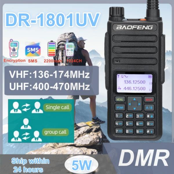 [오늘출발] 바오펑 DR-1801 DMR 디지털 무전기 UHF/VHF 햄 라디오 SMS 듀얼 타임 슬롯 티어 1+2 AES256 암호화 무선 세