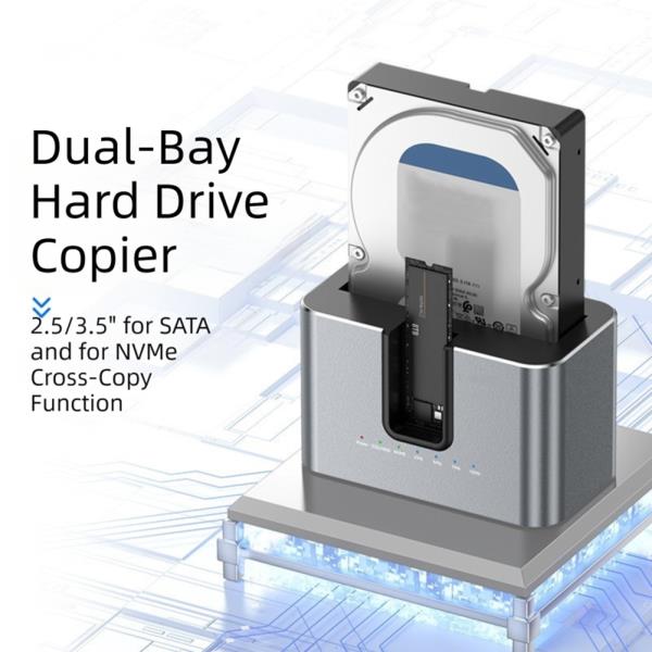 [오늘출발] M.2 NVMe 듀얼 슬롯 솔리드 스테이트 드라이브 인클로저용 하드 베이스 알루미늄 합금 SATA 오프라인 복사