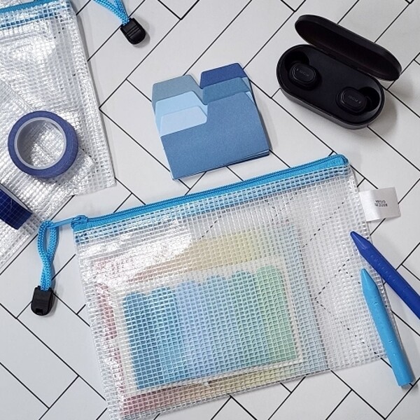 화이트 포인트 메쉬 파우치 L 화장품파우치 수영장파