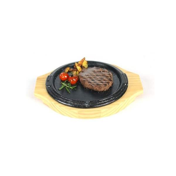 함박스테이크 321NBA68 원형 철판 목판받침 세트 3호