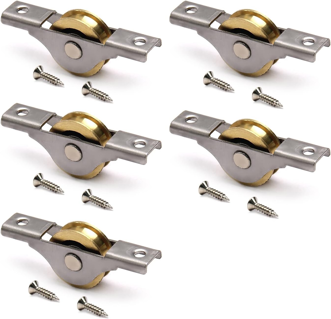 [오늘출발] 헤이아르바이트 5Pc 구리 전기도금 싱글 휠 1인치 26mm 다이아 슬라이딩 도어