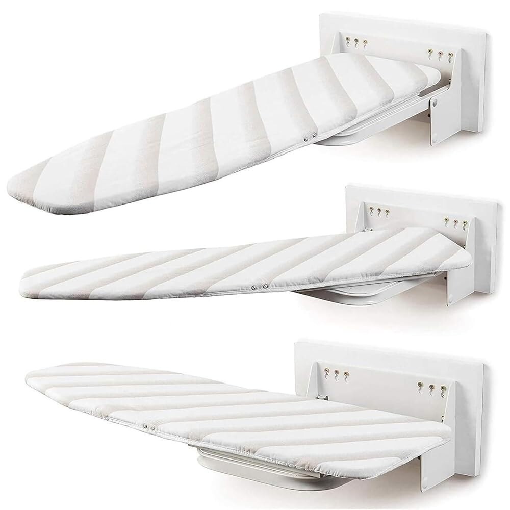 [오늘출발] 유요우즈 헤비 듀티 벽 장착 다림질 보드 37x13 인치 접이식 공간 절약 홀더 내열 커버 작은 가정 및 세탁