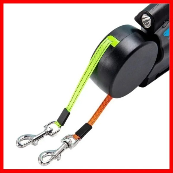 개2마리용 휴대용 회전 애완동물 가죽끈 더블 엔드 가벼운 개폐식 룰렛 산책 용품