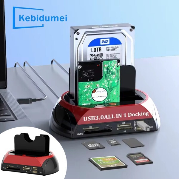 [오늘출발] 듀얼 슬롯 USB3.0-2.5/3.5인치 SATA SSD HDD 도킹 스테이션(허브 리더 포함) IDE 유형 C USB2.0 하드 드라