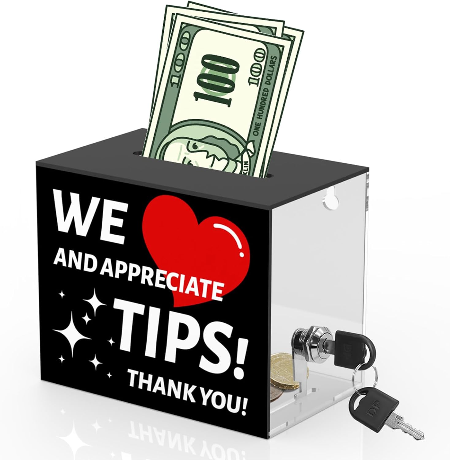 [오늘출발] 바텐더 팁 박스용 아크릴 병 추천 상자 슬롯 및 잠금 머니 기부 6 X 4 5 인치