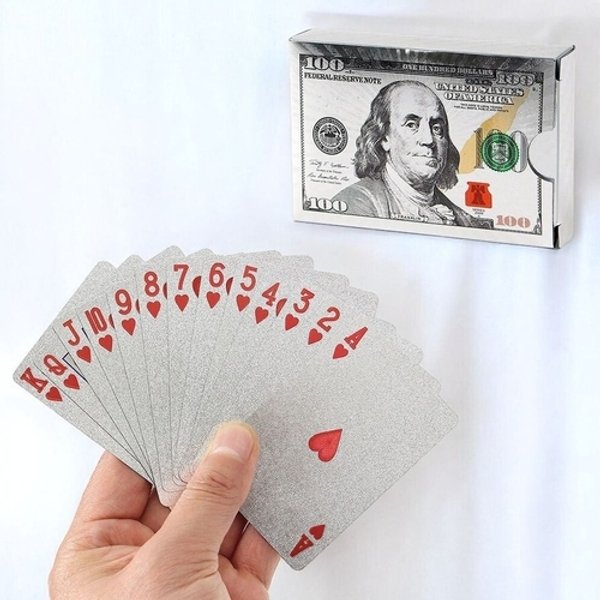 고품질 PrimeBulk 100달러 트럼프카드(실버) 홀덤 카드게임 판촉물 기...