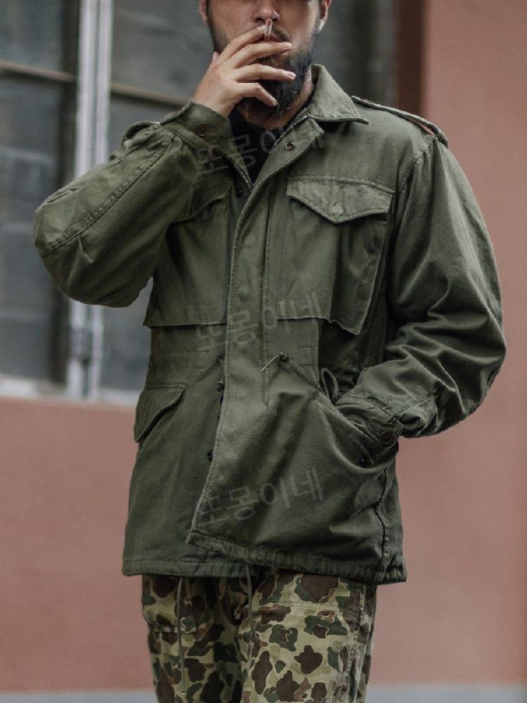 악당 개 브론슨 면 헌정 새틴 M-51 야전 재킷 M51 군용 복제품 헤비 M43 M65