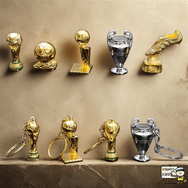 [해외] 키링 UEFA 챔피언스리그 발롱도르 수상 스페인 프리메라리가 미니 트로피 축구 액세서리 키홀더