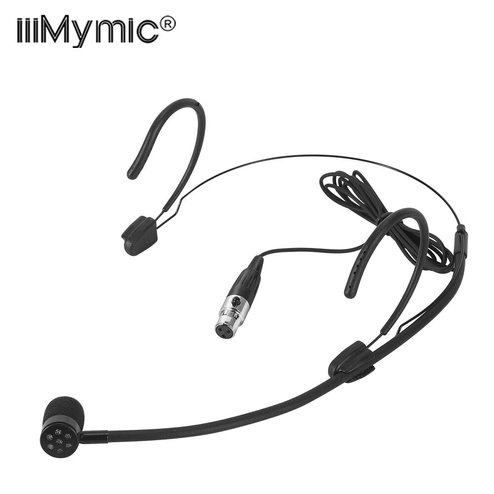 [해외] Iiimymic 단방향 검정색 헤드셋 마이크 3 핀 XLR TA3F AKG Samson 무선 바디팩 시스템용 노래 헤드웨어