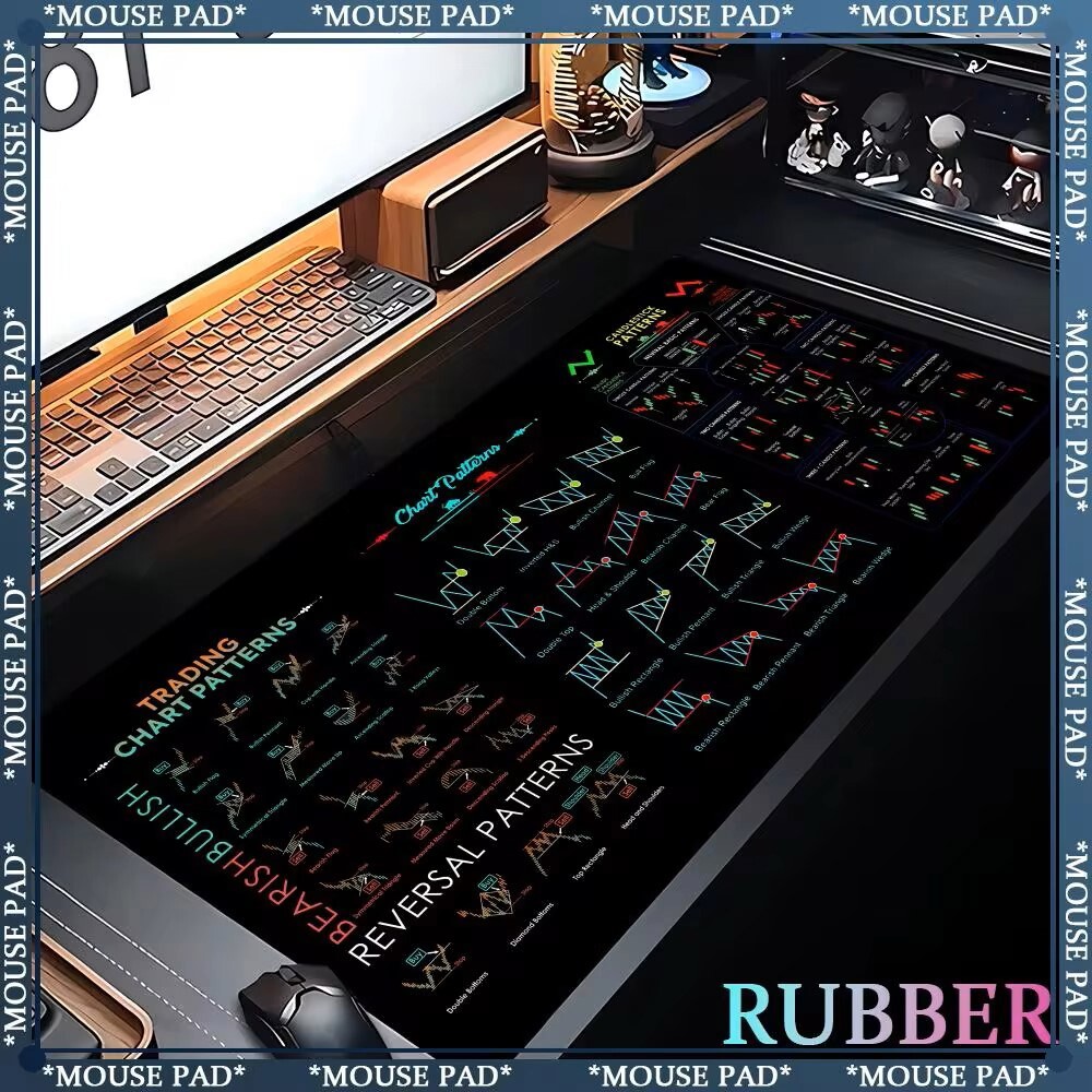 주식 마켓 컴퓨터 패드 비트코인 차트 패턴 마우스 패드 트레이더 데스크 패드 촛대 패턴 아트 패드 사무
