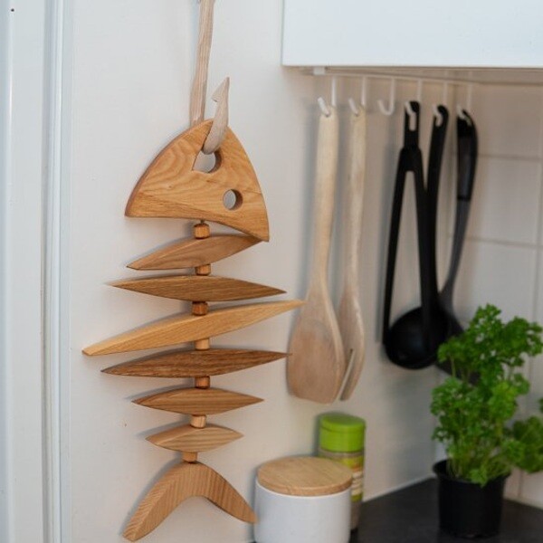 스칸디나비스크 헴스로이드 나무 트리벳 물고기모양 냄비받침 스웨덴제