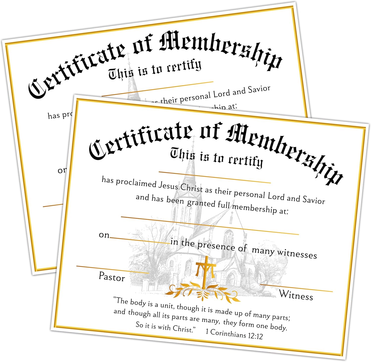 [오늘출발] 신규 회원을 위한 교회 회원증 25개 금박 인정증 회원증정 기독교 종교 혜택