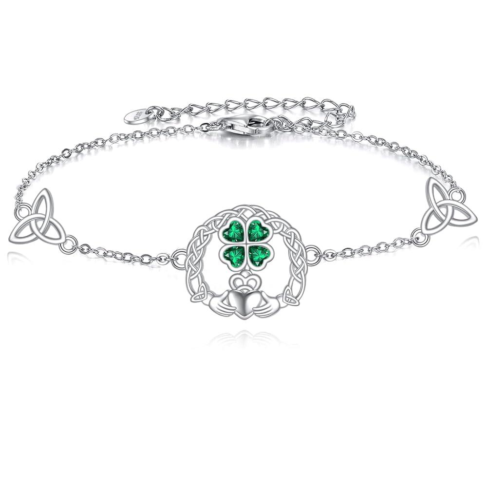 Claddagh 팔찌 925 스털링 실버 클라다 아일랜드 켈트 매듭 행운을 빕니다 주얼리 여성 여성 어머니 애호가