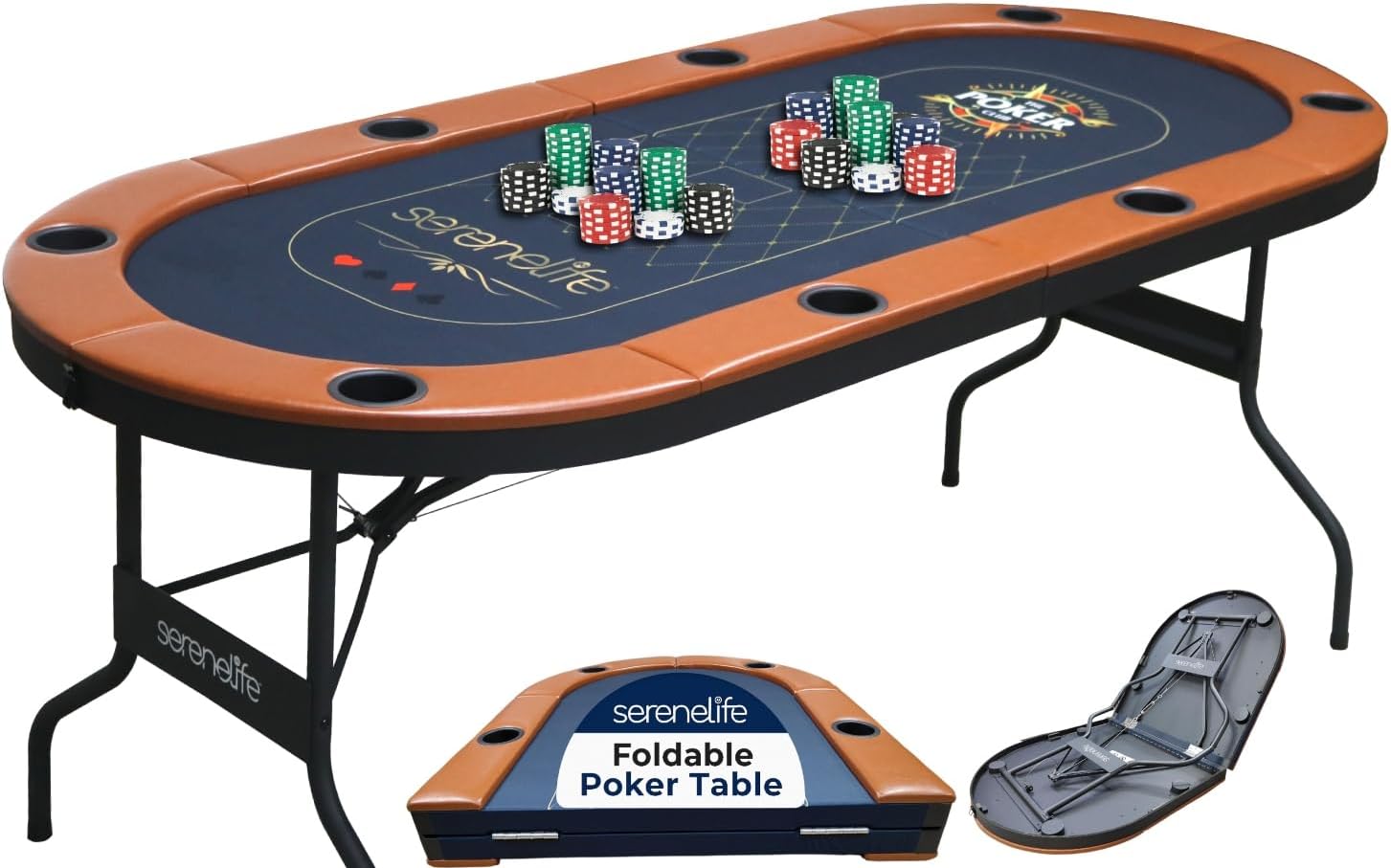 [오늘출발] 세렌라이프 8인용 접이식 포커 테이블 텍사스 홀덤용 71인치 휴대용 카지노