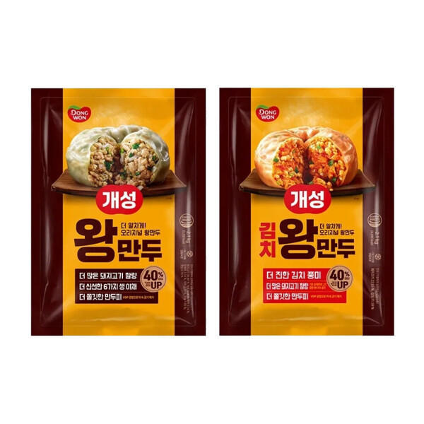 [동원에프앤비][오늘출발] 동원 개성 왕만두 2.1kg 1개 + 개성 김치 왕만두 2.1kg 1개 (총 2봉)