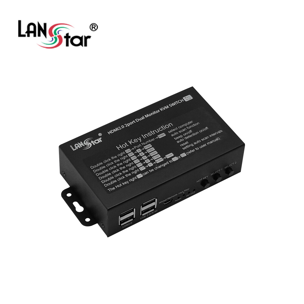 [라인업시스템][오늘출발] 랜스타 랜스타 HDMI 2.0 듀얼 모니터 KVM스위치 LS-HD2KVM-D Hlu