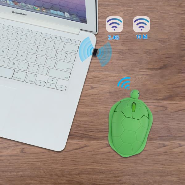[오늘출발] 무선 2.4G 거북이 마우스 경량 휴대용 플러그 앤 크리 티브 디자인 일시 중지 재미 있은 PC 연구