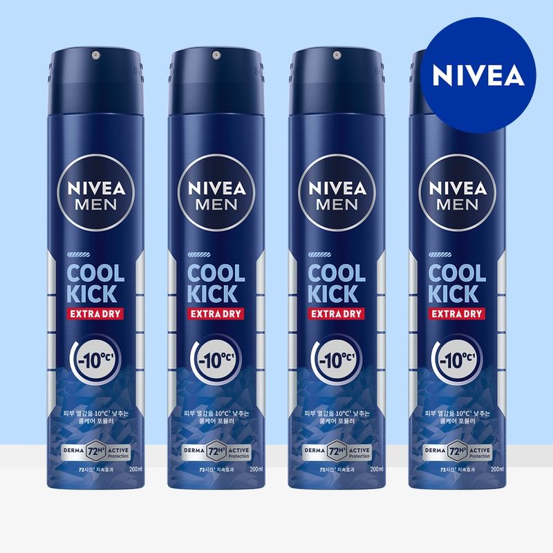 니베아 (eTV)니베아 맨 데오드란트 스프레이 쿨 킥 200ml 4개