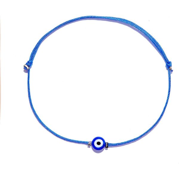 NAZ 컬렉션 수제 악마의 눈 팔찌 로열 블루 끈 카발라 보호 하마 조절 가능 멕시코 말 데 오호 행운 부적