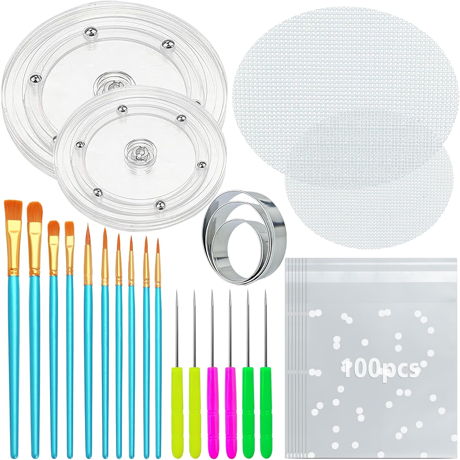 [오늘출발] 아크릴 턴테이블 장식 브러시를 포함한 123개의 PCS 쿠키 키트 공급품