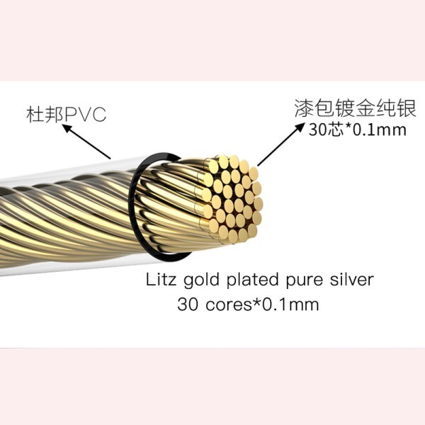 [해외] 신의 .  골드 도금 순은 OCC 99.9999% 실버  기본 케이블  24K  30 코어  0.1mm  22awg OD: 1.6mm