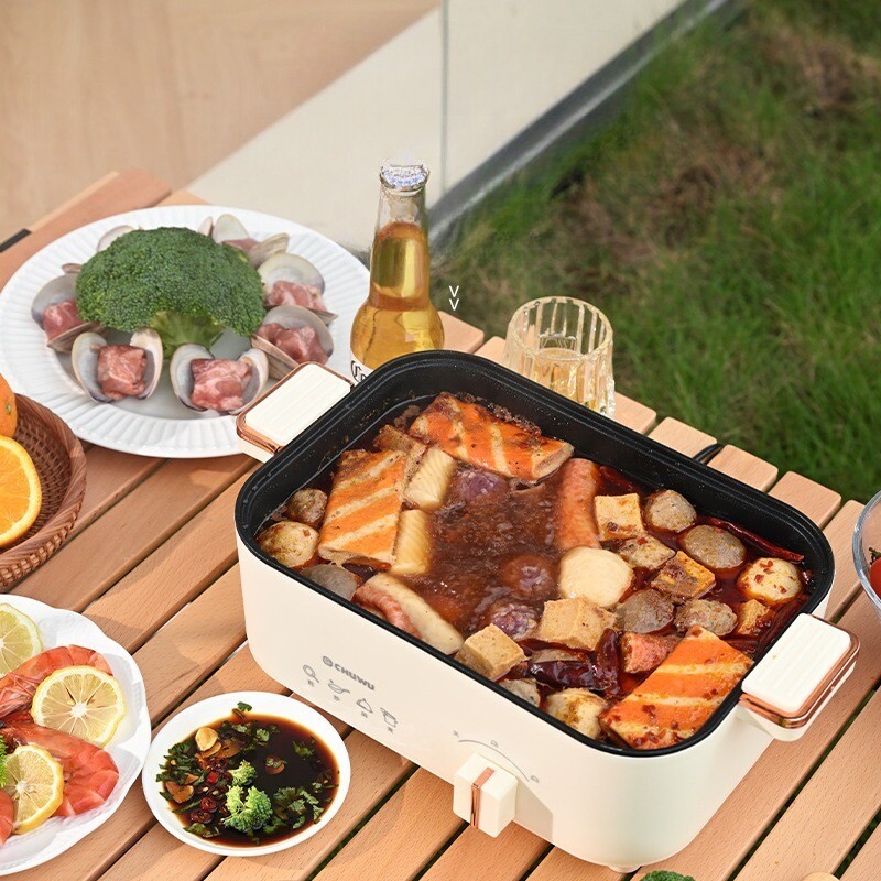 다기능 전기 멀티쿠커 분리형 전기냄비 찜기 가정용 미니그릴 캠핑용 여행용 5L 대용량 조리기기 휴대용