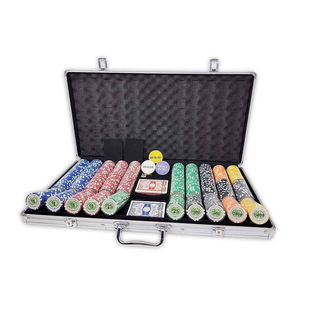 [오늘출발] 다빈치 케이스 카드 딜러 버튼 및 컷 카드 2장이 포함된 카지노 델 솔 11.5그램 포커 칩 750개 세트