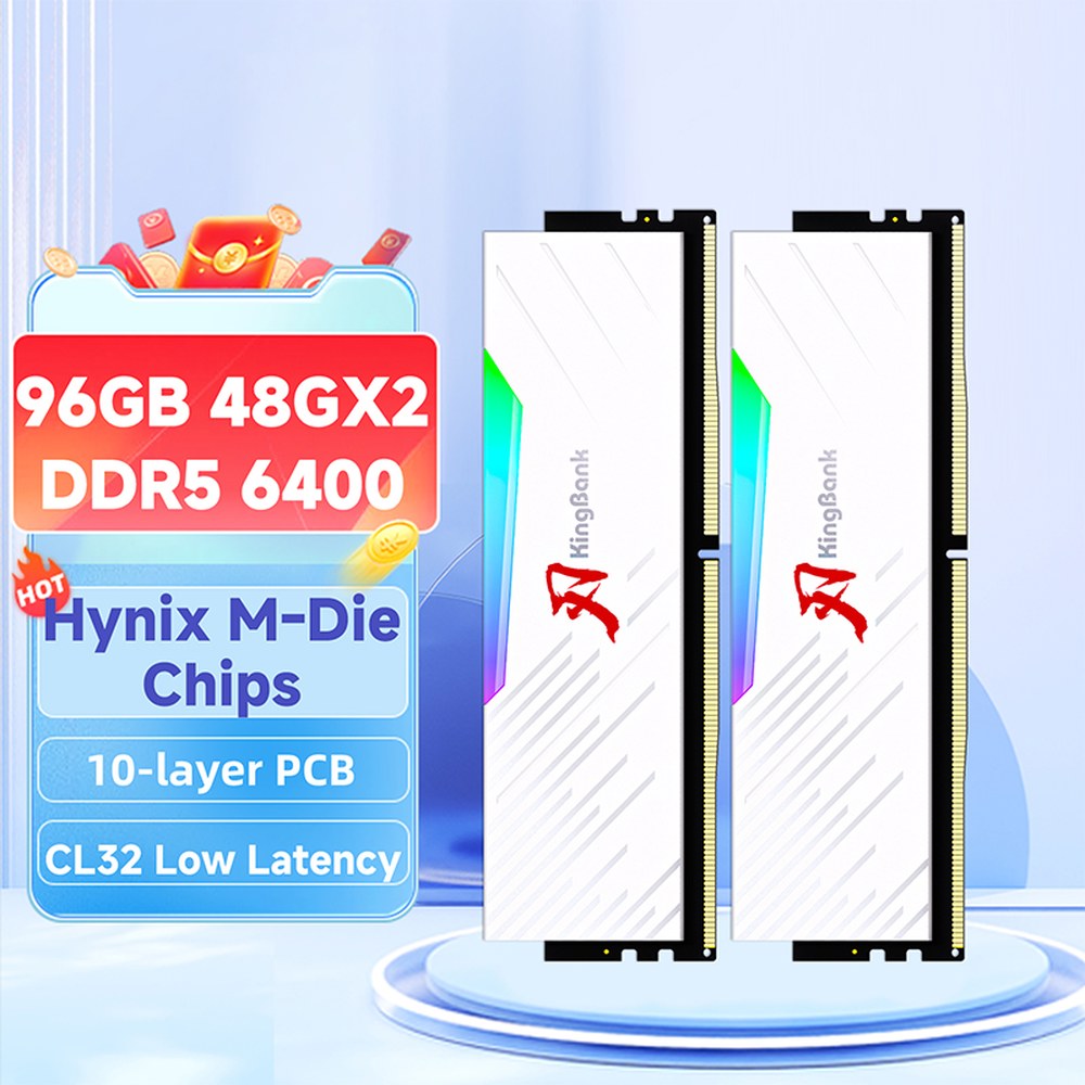 닉스 KINGBANK DDR5 8GB 16GB 32GB 4800 5600 6000 6400MHZ 듀크 데스크탑 메모리 288PI..
