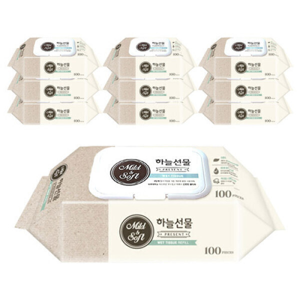 [오늘출발] 하늘선물 무료배송 하늘선물 물티슈 100매 캡형X10팩