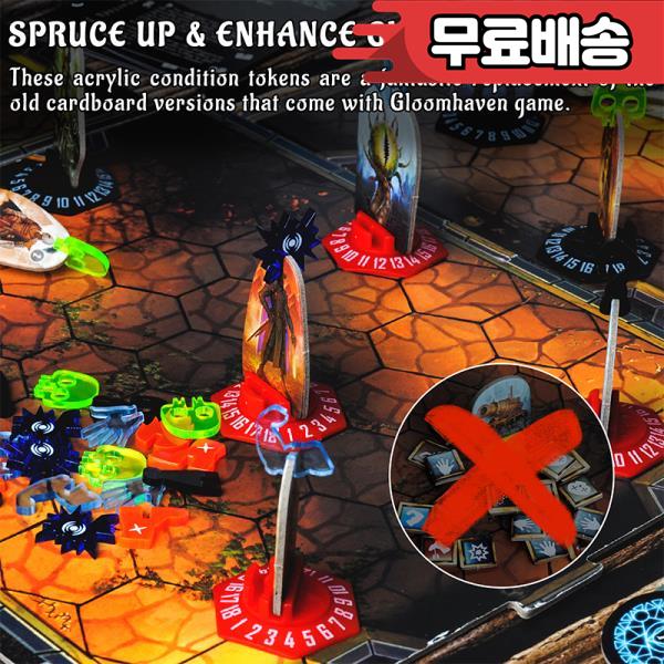조건 토 60개 세트 아크릴 상태 효과 마커 Gloomhaven Forgotten Circles Jaws of the Lion용 게임