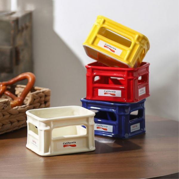 캘리아 세라믹 도자기 사각 박스 정리함 수납용품 바구니 생활용품