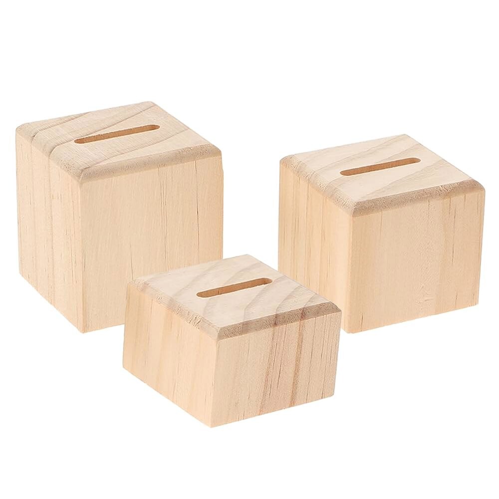 [오늘출발] FRCOLOR 3Pcs 나무 링 디스플레이 스탠드 견고한 주얼리 정리함 가정용 및 스토어용 플랫 탑 슬롯 디자인