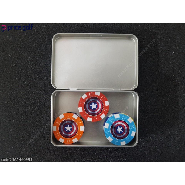 기타 배팅용 카지노칩 볼마커 10가지 색상 실버틴케이스 세트