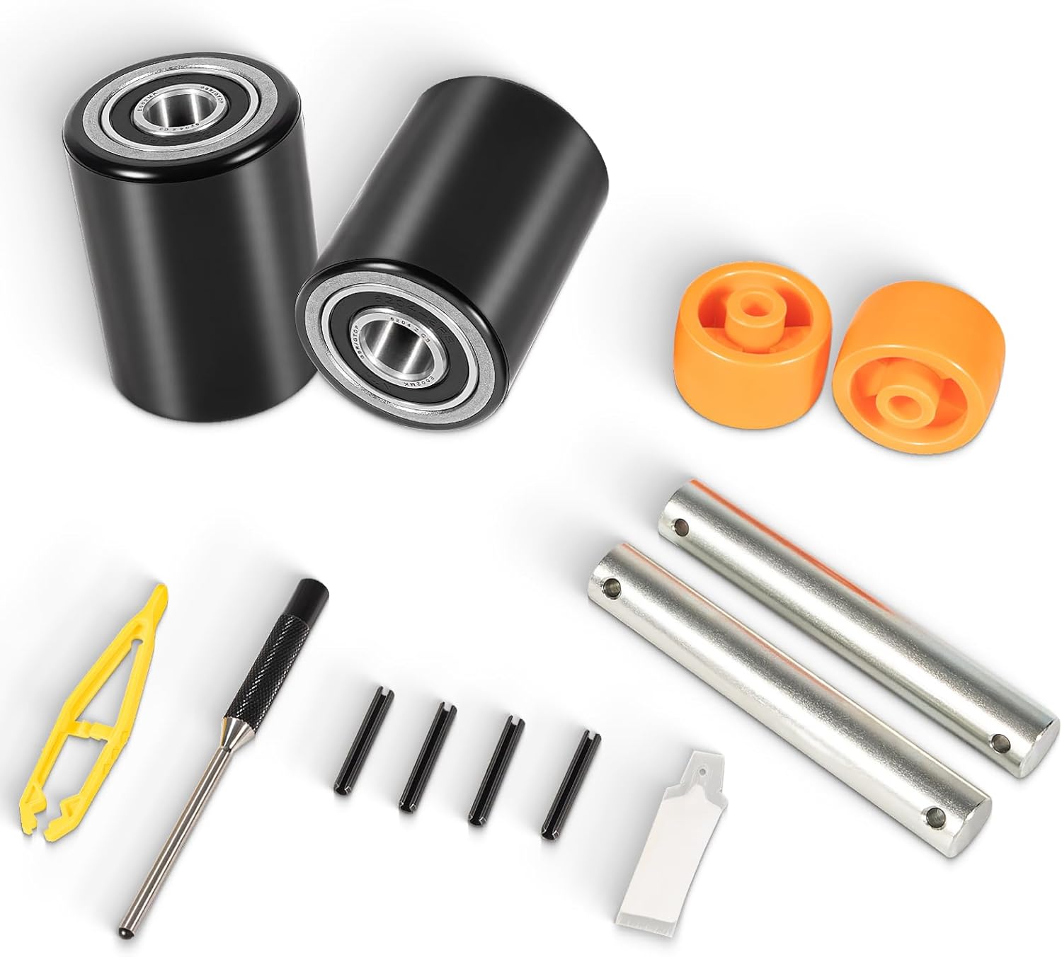 [오늘출발] 크라운 PTH50 팔레트 잭용 잭 전면 적재 휠 교체 키트 액슬 폴리 트레드 블랙