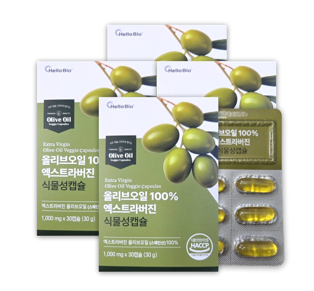 헬로바이오 헬로바이오 올리브오일 100% 엑스트라버진 식물성캡슐 30캡슐 4박스