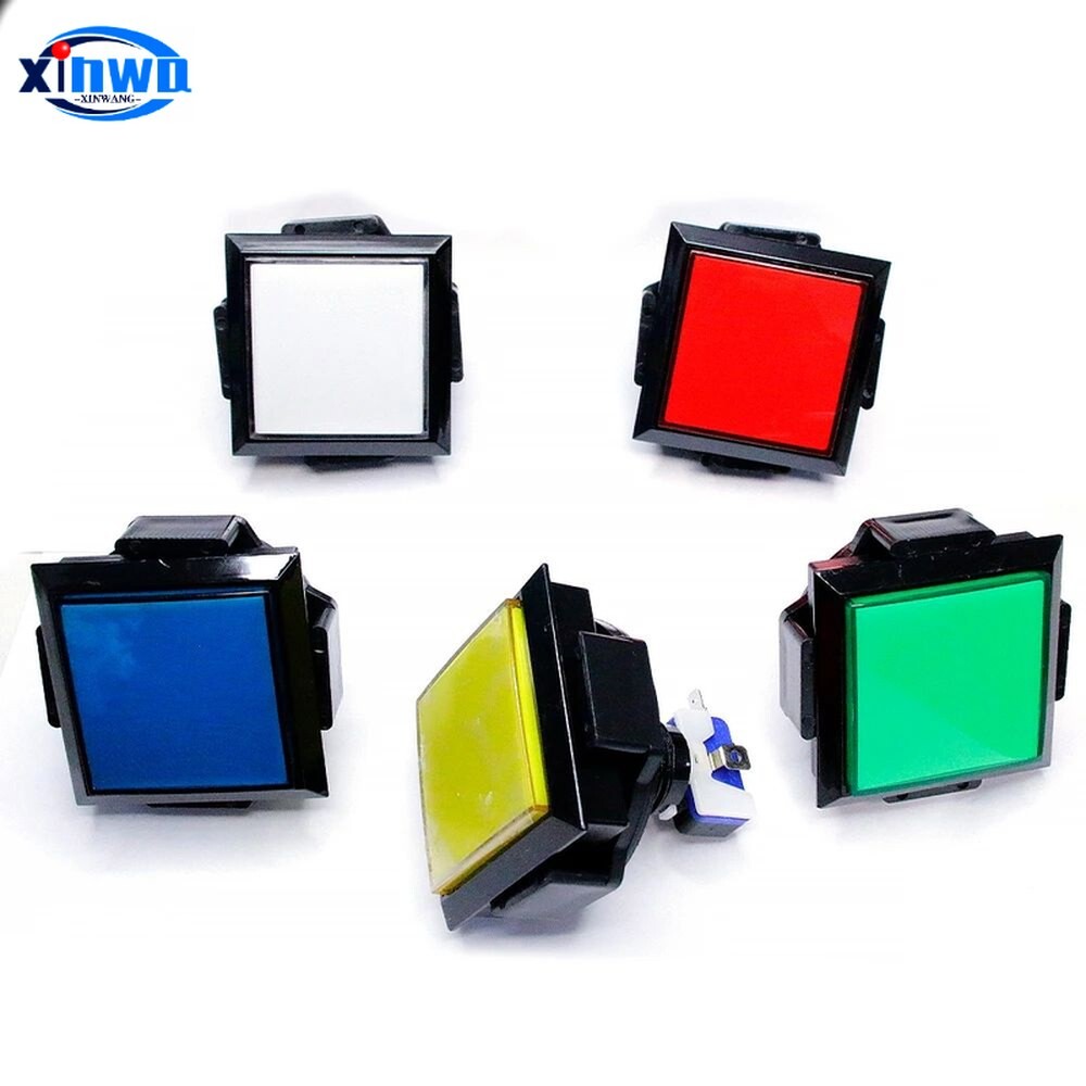 [오늘출발] LED 조명 스위치 코인 자판기 아케이드 DIY 게임 컨트롤러 슬롯 핀볼 부품 60MM 정사각형 푸시 단추 12V