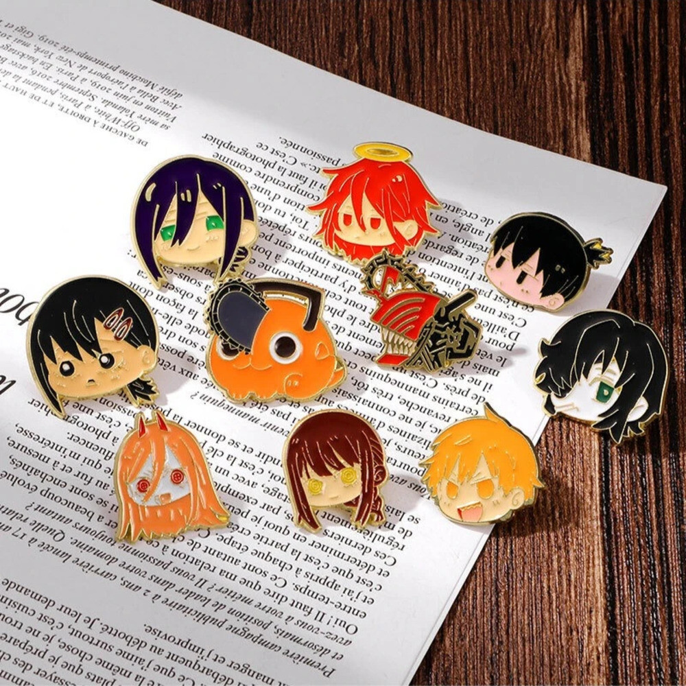 체인소 맨 에나멜 핀 애니메이션 포치타 파워 브로치 여성 의류 배지 가방 장식 클래식 장난감 크리스마스