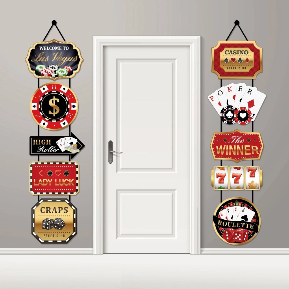 [오늘출발] 라스베이거스 카지노 크랩 포커 파티 장식 매달린 배너 도어 커플 장식 성인 카니발 생일 파티 용품