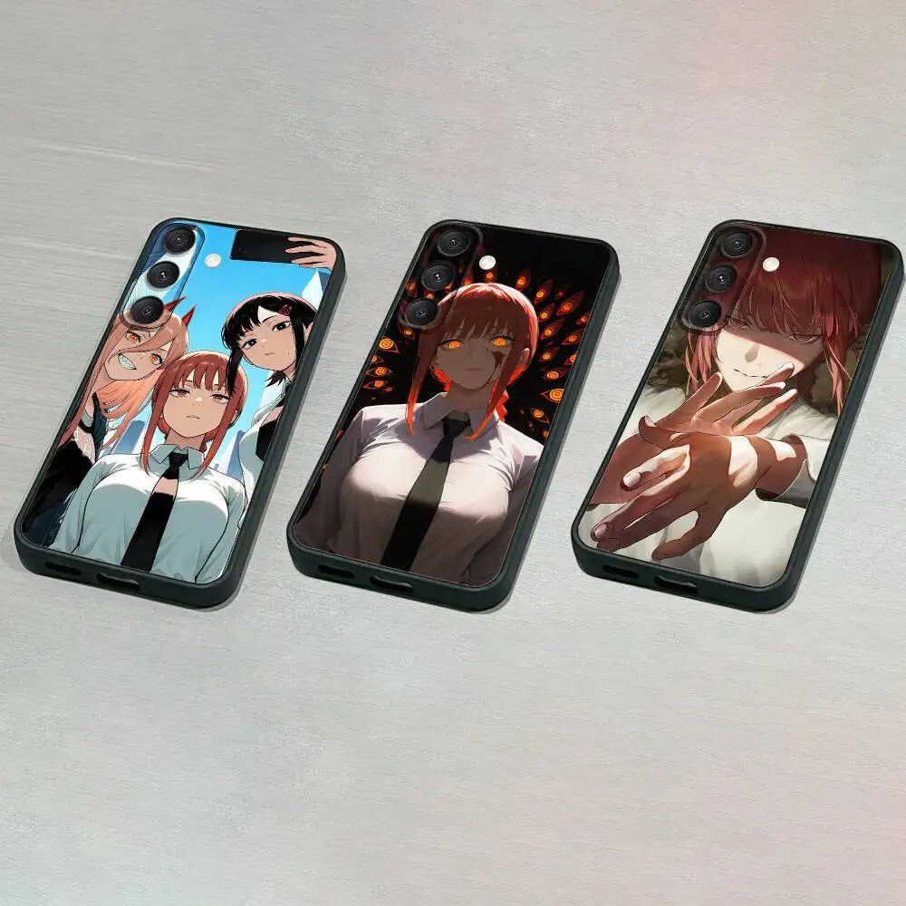 [호환] 체인톱 M-Man 파워 마키마 전화 케이스 삼성 호환 S 252423223021109플러스라이트FE45G 블랙 소프트