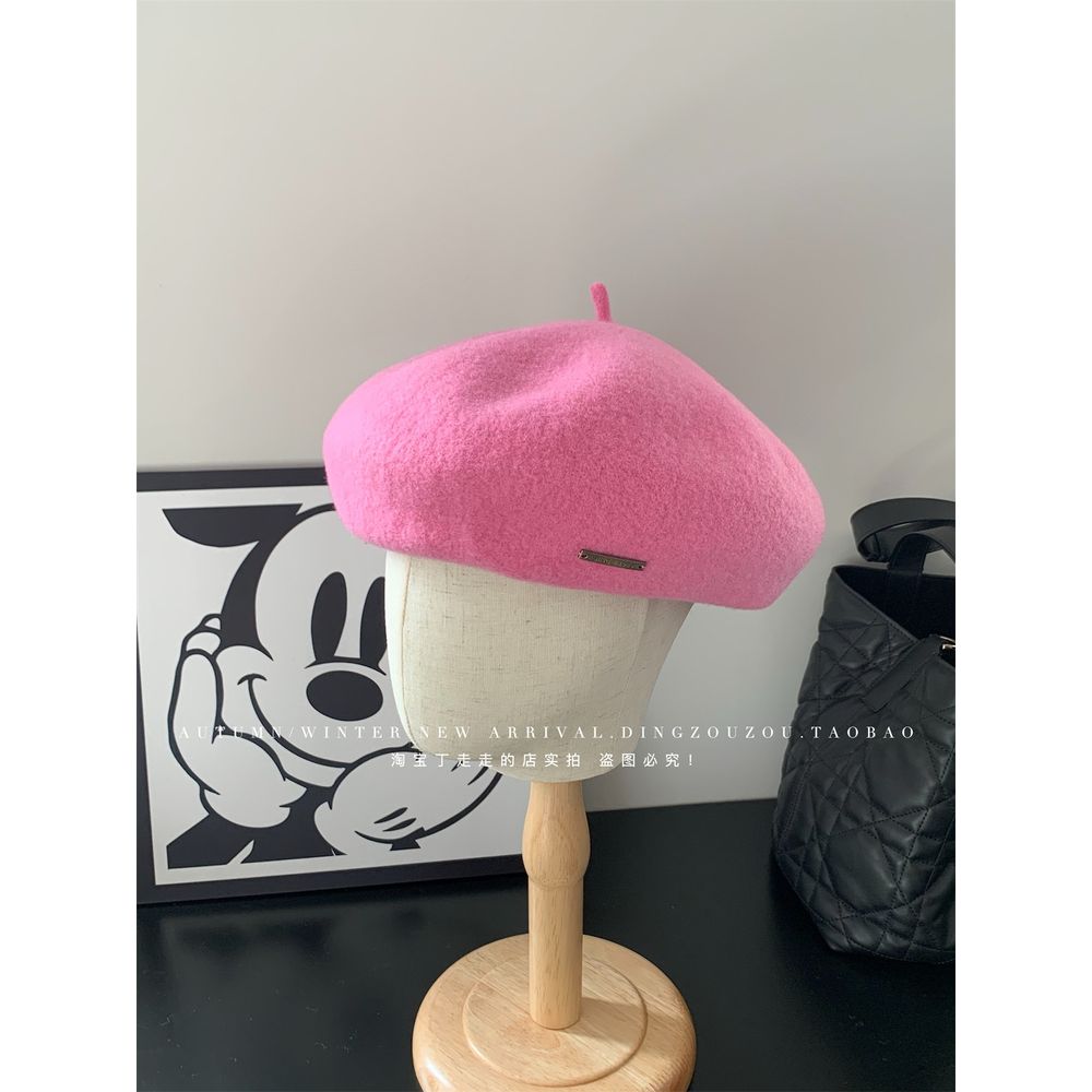 심쿵 엘럽 패피 헌팅캡 빈티지 앙콜라 레드 베레모 추동 순양털 턱시도 화백 모자 살짝살짝 원템4