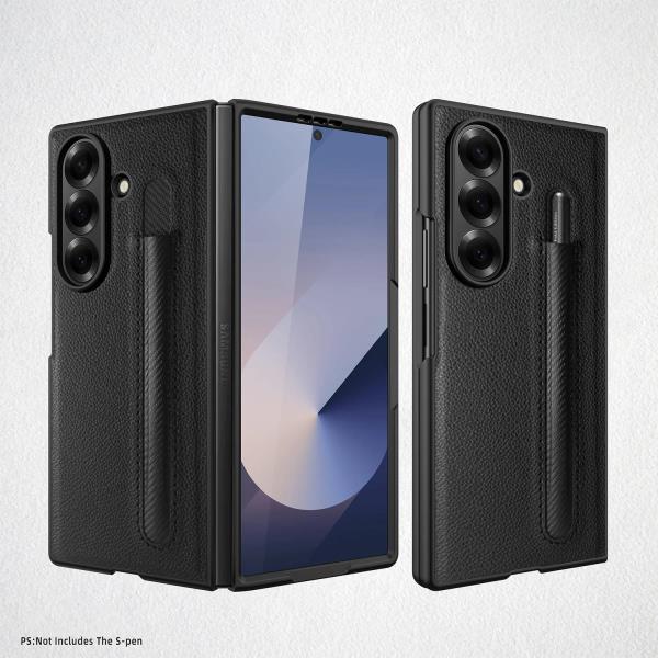 [오늘출발] 삼성 갤럭시 Z 폴드7 6 5 펜 슬롯 PC 백 커버 9H 강화유리 보호필름 포함 무광 리치 패턴 가죽 케이스