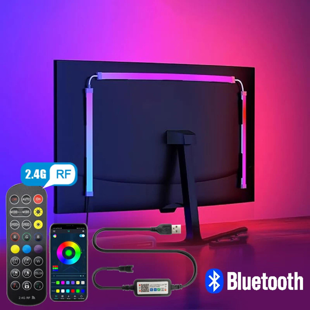 led등 컴퓨터 화면 조명 스트립 모니터 RGBIC 블루투스 LED 주변 음악 동기화 APP 제어 PC 백라이트 게임