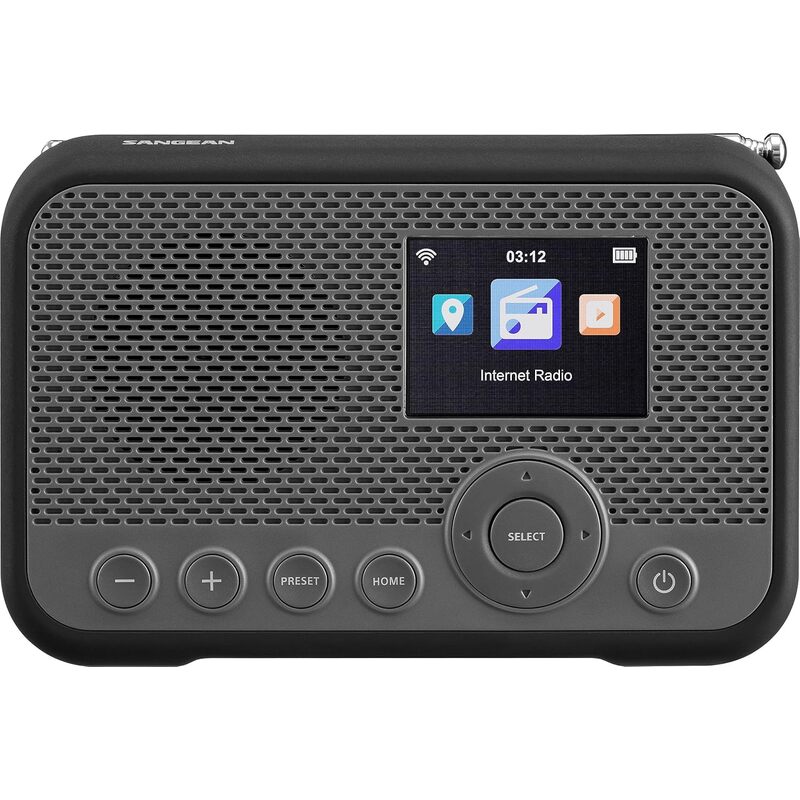 SANGEAN WFR-39 휴대용 인터넷 라디오 WiFi 음악 스트리밍 DAB+/FM 앱으로 간편하게 조작 회색/검정
