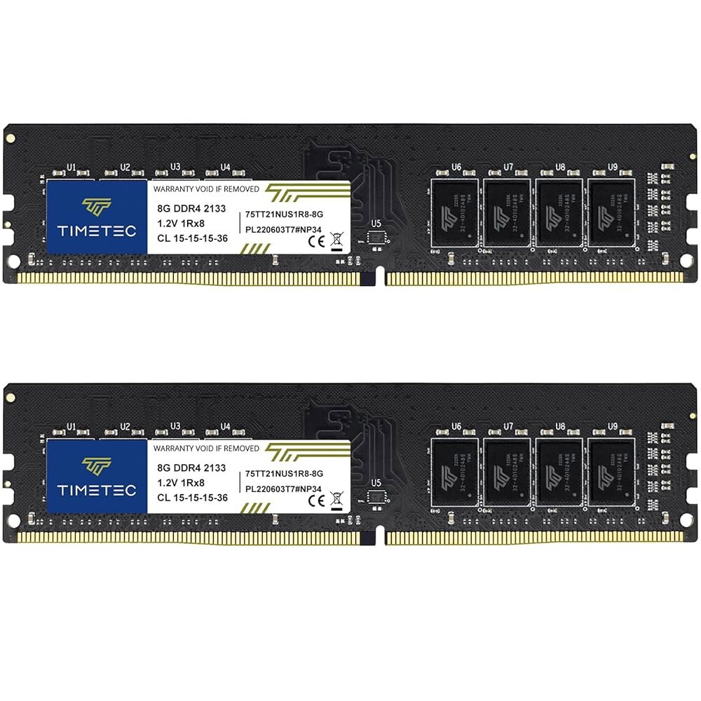 [오늘출발] 타임텍 16GB KIT(2x8GB) DDR4 2133MHz PC4-17000 비-ECC 언버퍼링 1.2V CL15 1Rx8 싱글 랭크 288 핀 UDIMM