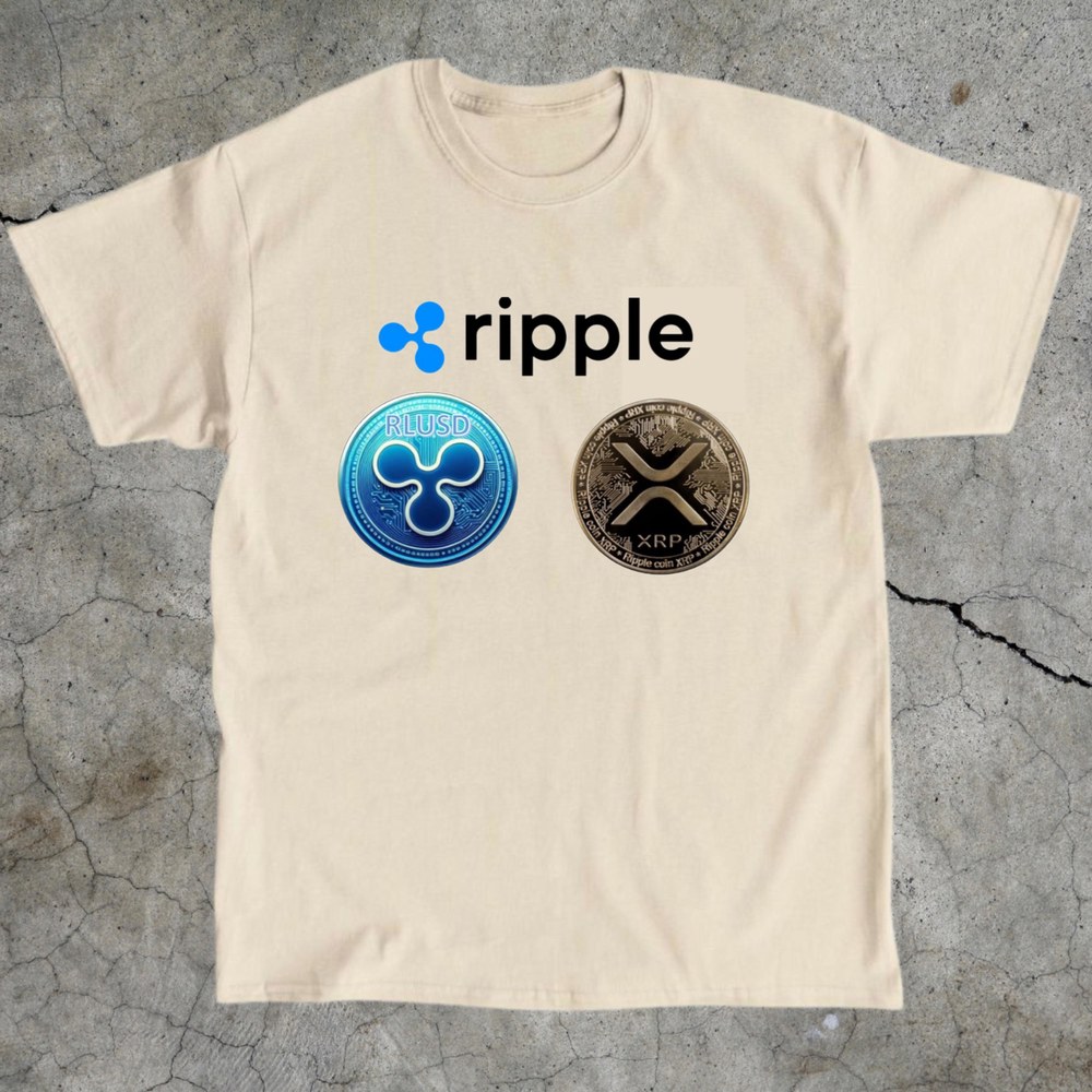 [오늘출발] 암호화폐 Xrp RLUSD 헤비 코튼 티셔츠 리플 디지털 로고 통화 투자자 암호화 블록체인