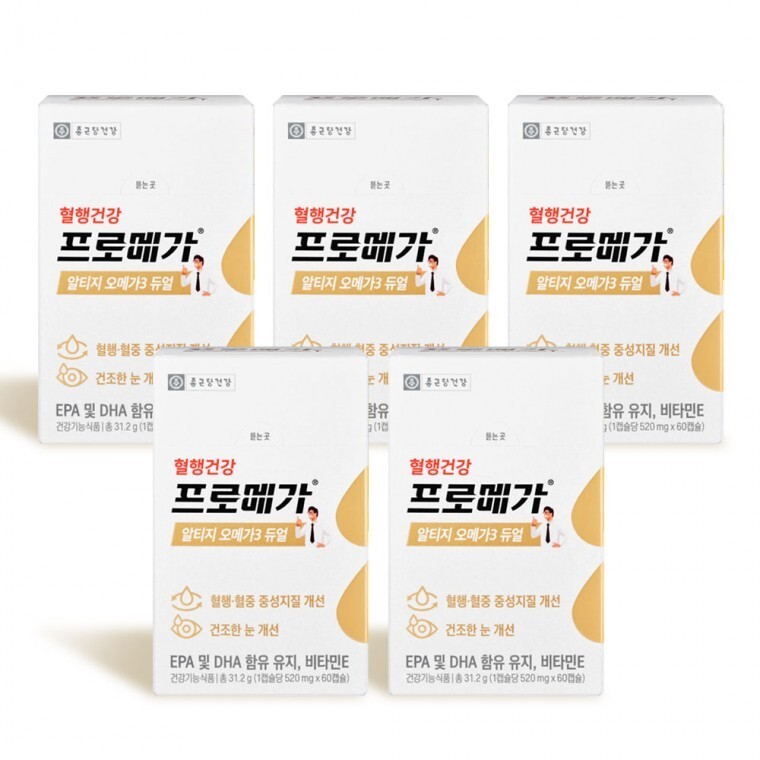 종근당건강 종근당건강 프로메가 알티지 오메가3 듀얼 고함량 캡슐 60캡슐 5개