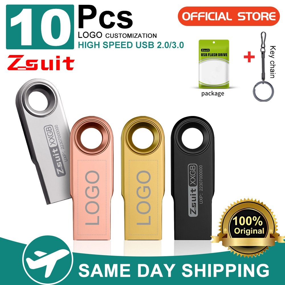[오늘출발] ZSUIT 금속 USB 플래시 드라이브 메모리 16GB 로트당 무료 32GB 10 저장 8GB 64GB 4GB 128GB 로고 스틱