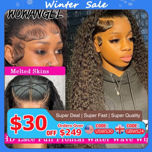 [오늘출발] 와우 천사 250% HD 레이스 정면 가발 13X6 물결 가발 13x4 레이스 정면 가발 Pre 뽑은 곱슬 가발 여성을위